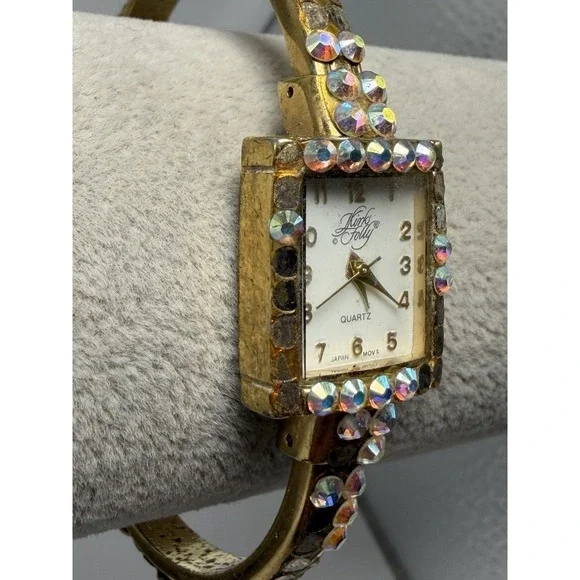 Missing Stones Kirks Folly Cuff Rhinestone Ladies Watch New Battery 19MM 6" - Picture 3 of 12